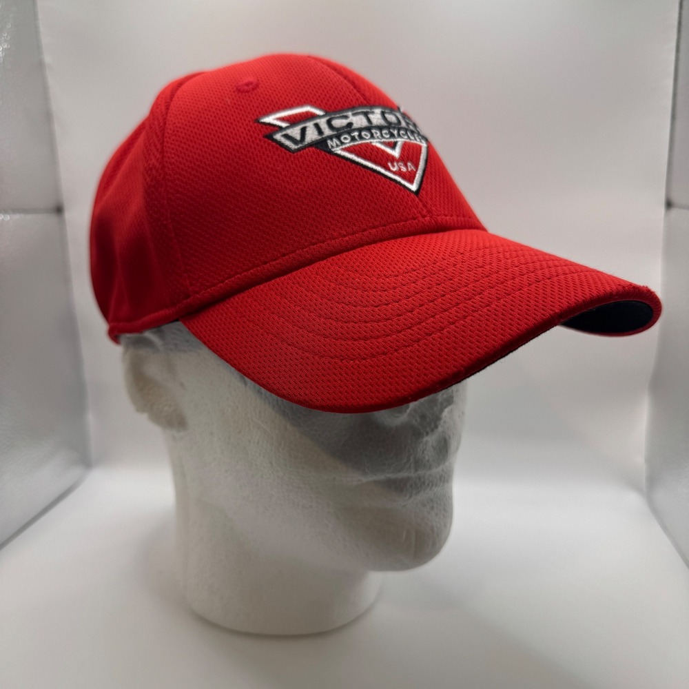 Victory Motorcycles L/XL Freedom 106 Hat Red Mesh Embroidered Stretch Fit Cap